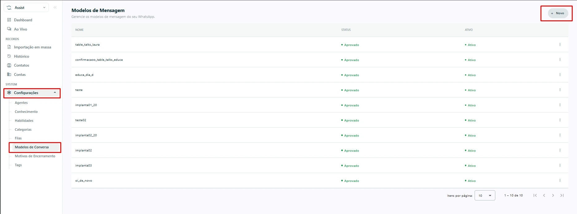 Create a conversation template in Settings and wait for approval.